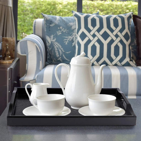 MDLUU Plastic Serving Tray, Ottoman Tray with Cutout Handles, Rectangle Butler Tray for Breakfast in Bed, Coffee Table