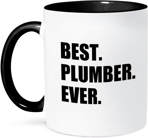 3dRose Best Plumber Ever Fun Plumbing Job Appreciation Gift Mug, Black Text, 11 oz