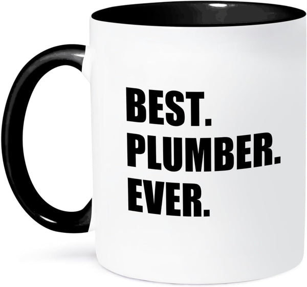 3dRose Best Plumber Ever Fun Plumbing Job Appreciation Gift Mug, Black Text, 11 oz