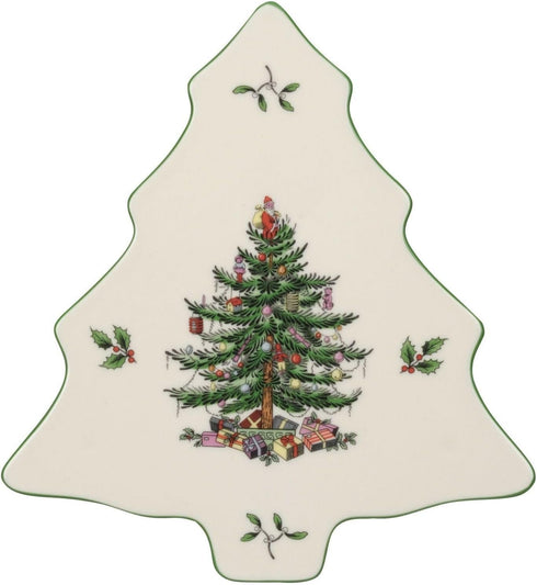 Spode Christmas Tree Trivet - 8" Heat Resistant Porcelain Holiday Tabletop Protector, Dishwasher Safe