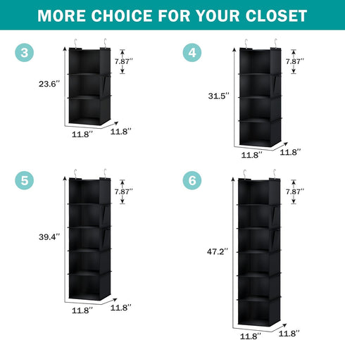 Closet 5-Shelf Closet YOUDENOVA Hanging Organizer, Hanging Storage Shelves, Black