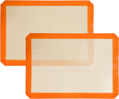 Silicone Baking Mat, Set of 2 Non-Stick Oven-Bake Cover Pads for Making Macaroons & Cookies, 16.5" x 11.7"