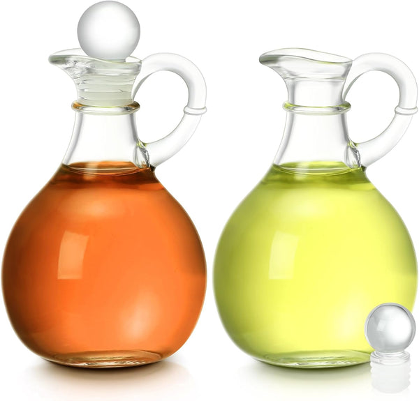 Teenyyou 2 Pcs 10.5 oz Oil and Vinegar Dispenser Cruet Set Olive
