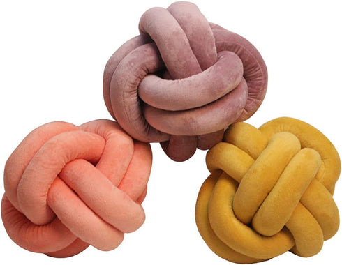 Short Plush Knot Ball Pillow - Waist Cushion for Home Decoration, Plush Throw Pillow for Sofa, Car, Office