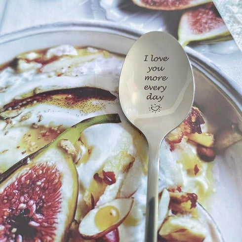 Couples Gifts Spoon for Boyfriend Girlfriend, I Love You More Every Day Gift Spoons for Coffee Tea Lovers