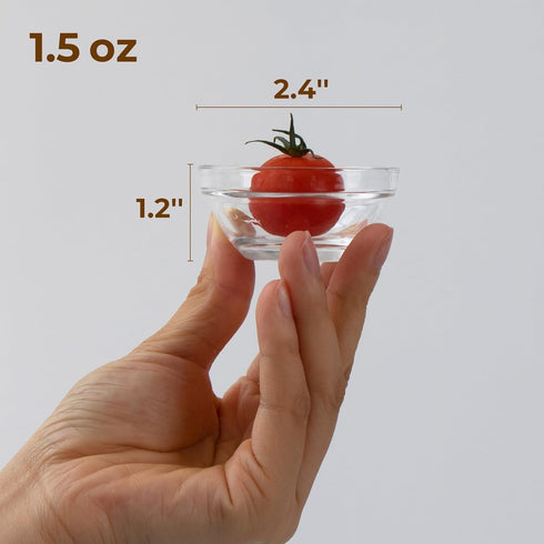 Iyulania 1.5 oz Set 6 Clear Glass Bowl, Mini Prep Dish for Salt and Spices, Dishwasher and Microwave Safe, Stackable