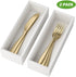 Utensil Organizer Silverware Drawer Organizer, Set of 2 Stackable Bamboo Storage Box Tray for Kitchen Gadgets