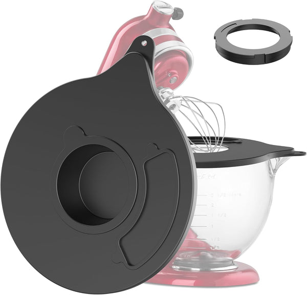 Mixer Bowl Cover for Kitchen-Aid K5GB 5 Quart Glass Part, Mixer Glass Bowl Splatter Guard Lid with Ingredient Opening