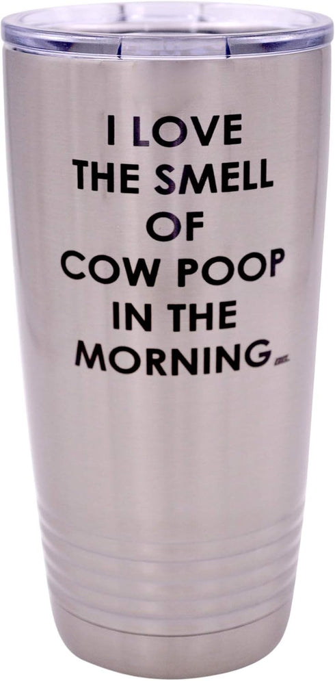 Rogue River Tactical Funny Farmer I Love the Smell of Cow Poop Travel Tumbler Mug Cup with Lid