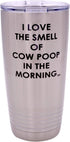 Rogue River Tactical Funny Farmer I Love the Smell of Cow Poop Travel Tumbler Mug Cup with Lid
