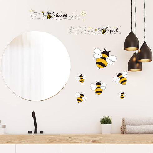 12 Pcs Bee Gnome Wall Decals, Honey Bee Window Decor Clings with Inspirational Quotes for Kitchen Office Decoration
