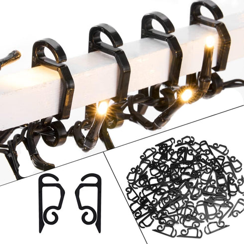Vikdio 30 Pcs Black Gutter Hooks for Christmas Lights, Holiday Light Clips for Fixing Outdoor String Lights on