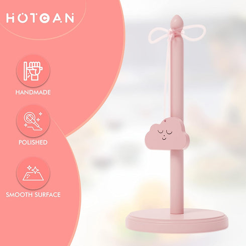 Cute Pink Paper Towel Holder with Beer Bottle Opener, Beech Wood Kitchen Accessories, Windproof Design for Outdoors