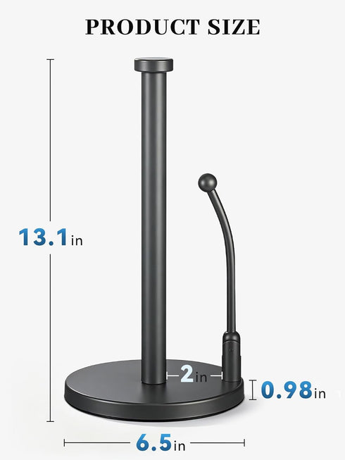 Countertop SMARTAKE Paper Towel Holder, Paper Towel Dispenser Standing Weighted Base Non Slip, Spring Arm for Easy