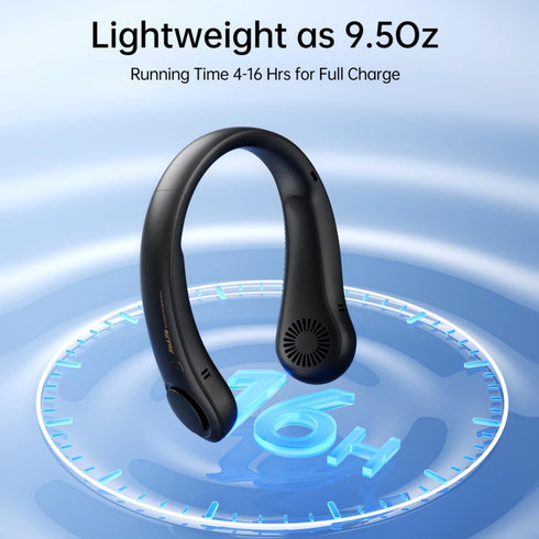 JISULIFE Portable Neck Fan, Hands-Free Bladeless Fan, 5 Speeds, 4000 mAh Battery Operated, Rechargeable, Black