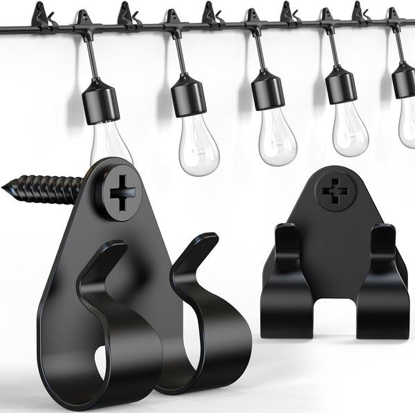 Lewufe Outdoor String Lights Clips, Stainless Steel Lights Hanger Hooks for Hanging