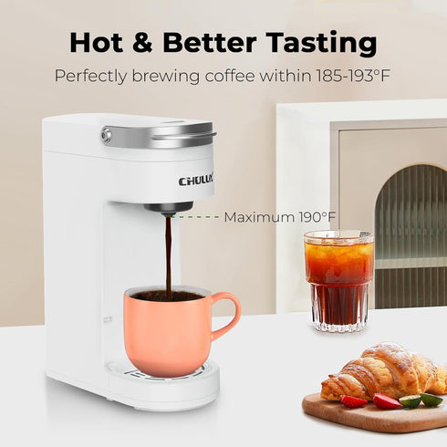 7.3" 6 12oz CHULUX Slim Single Serve Coffee Maker for K Pod, One Cup Coffee Maker Fits Travel Mugs, Coffee Machine