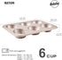 Muffin Cake Pan, 13-inch Non-Stick 6-Cavity Cupcake Pan Bakeware for Oven Baking (Champagne Gold) by Bakeley