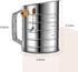 Esvopa 3 Flour Sifter for Baking, Stainless Steel Cup Flour Sifter with Rotary Hand Crank, Fine Mesh and Agitator Flour