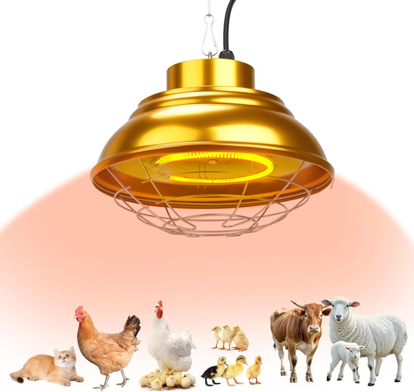 Large Heat Lamp for Chickens Coop, 400 Watt Chicken Coop Heater, Two-Stage