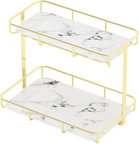 Bathroom Organizer Countertop, Perfume Organizer Makeup Storage Display Rack, 2 Tier Vanity Tray Dresser Stainless