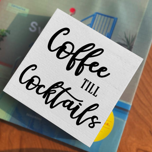 Coffee Table Decor, Rustic Desk Decor Coffee Station Accessories, Farmhouse Wood Box Sign for Kitchen Countertop
