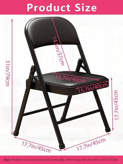 KAOCHA 1 Pack Commercial Bulk Folding Chairs with Padded Cushion, Single Black Steel Metal Frame Foldable Chair