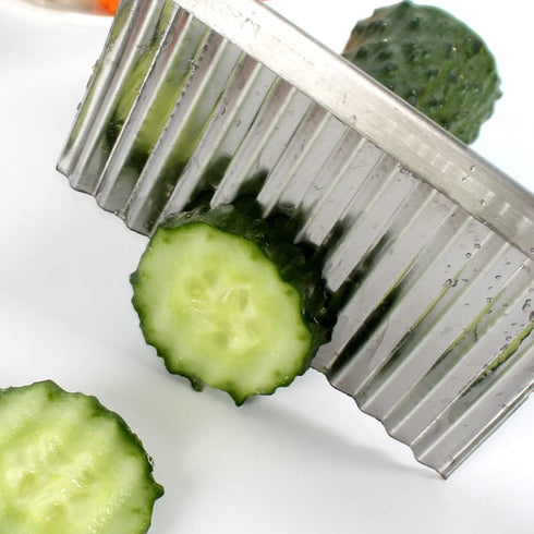 2 PACK French Fry Crinkle Cutter, Wavy Potato Slicer, Vegetable Chopper Knife for Home Kitchen
