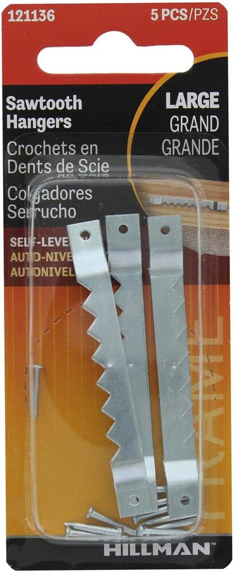 Sawtooth Self-Leveling Hangers, 2 Pack Set of 5 Hangers (10 Total) by Hillman Fastener Corp