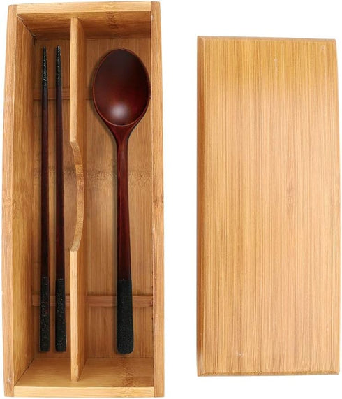 Tomotato Chopsticks Storage Box,Wooden Cutlery Box with Lid Bamboo Silverware Storage Box Utensil Drawer Organizer Japanese Chopsticks Box with Lid Utensil Holder Organizer Container for Home Kitchen by Tomotato