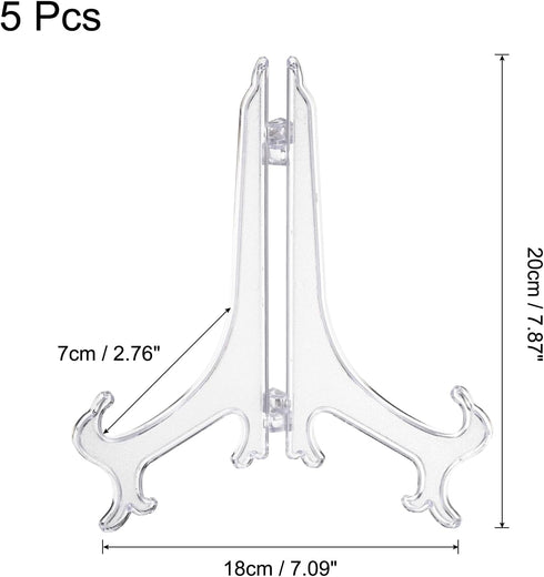uxcell 8" Acrylic Plate Stands for Display Easels Stand Display Stand Acrylic Plate Holder for Card Easel Photo Frame Desktop Transparent 5Pcs