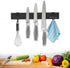 Magnetic Knife Holder for Wall, 10 Inch Black Magnetic Knife Strip with 2 Hooks, Stainless Steel Magnet Rack for Knives