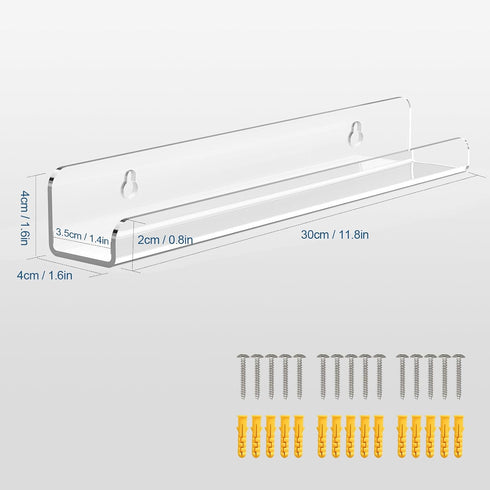 Meaocer 6 Pack 12 inch Album (Clear-6pcs) Vinyl Record Shelf Wall Mount, Clear Acrylic Record Holder Display, Kids