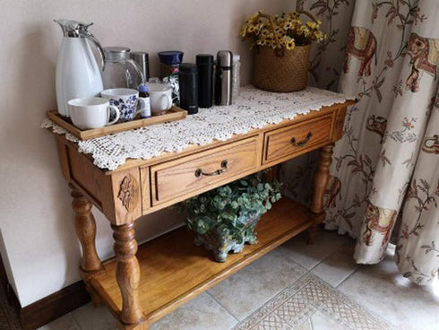 Damanni Cotton Handmade Crochet Lace Table Runner Doilies, 19 Inch by 35 Inch, White Dresser Scarves