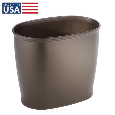 iDesign Oval Plastic Trash Can - The Kent Collection for Bath, Bedroom, Office - 12" x 8" x 10", Bronze