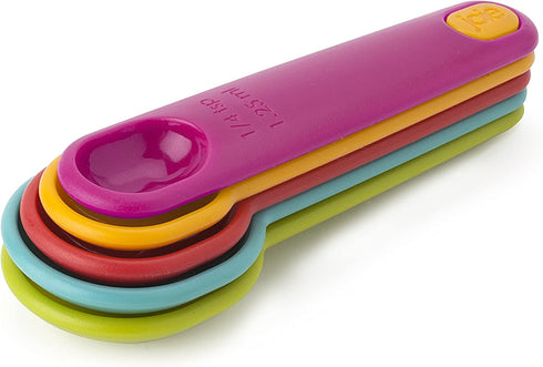 Joie Measuring Spoons - Assorted Colors, 5-Piece Set with Imperial and Metric Measurements