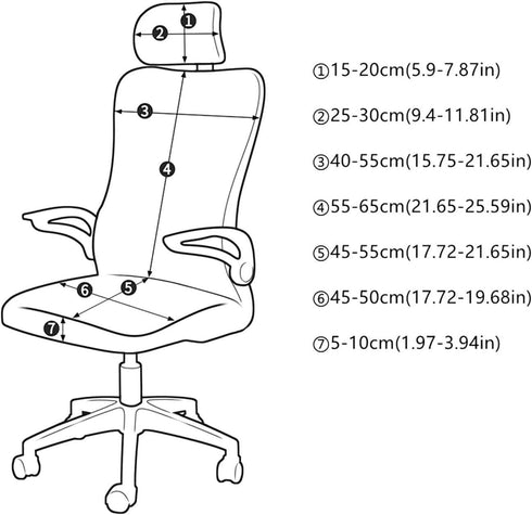 Office Chair Cover Black, Water Resistant Washable Soft Comfortable Armrest Protector Slipcover for Office Dining Room