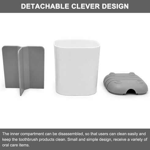 Bathroom Toothbrush Holder, Grey Plastic Detachable Organizer Caddy with 3 Slots for Electric Toothbrush and Toothpaste