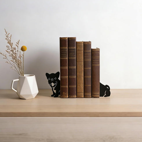 1 Book Ends, Pair Cute Dog Metal Bookends, Creative Decorative Book Holders for Home Office Bookshelf, Dog Lovers
