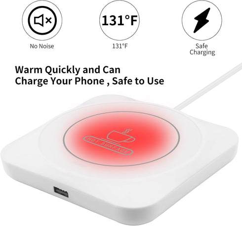 USB Coffee Mug Warmer, Smart Electric Cup Warmer for Home Desk Office Use, Beverage Heating Plate with Gravity Switch
