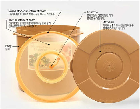 E-Jen Premium Kimchi, Sauerkraut Container Probiotic Fermentation with Inner Vacuum Lid - Round (0.4 gal/ 1.5L)