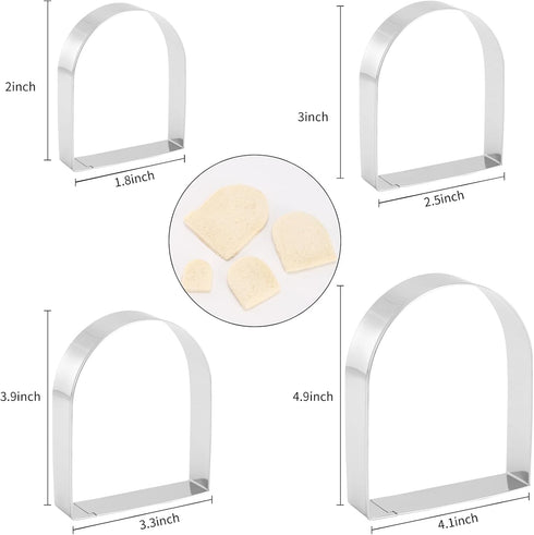 Set 4 2 5 inches, Arched Cookie Cutter ANCKNE piece geometric cookie cutter molds - Stainless steel from to Cake