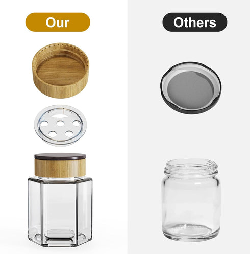 Set 18 100 Vetacsion of Magnetic Glass Spice Tins with Preprinted Seasoning Label Stickers (Include Black Metal