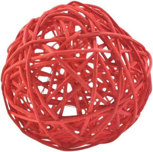 Wicker Rattan Decorative Balls, Table Wedding Party Christmas Season Home Decoration - Red, 4 Inch