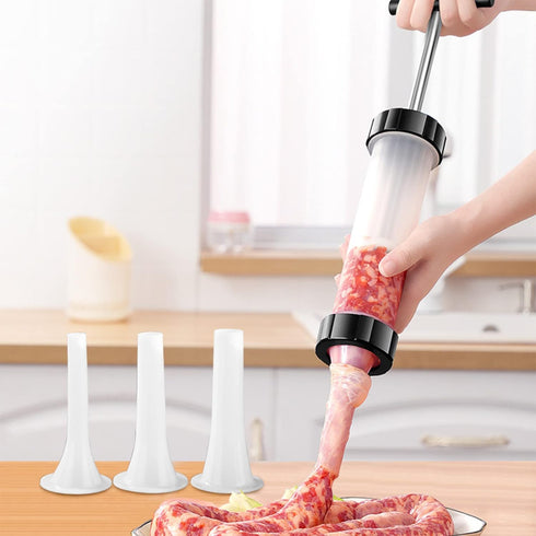 kulusion (3 Sausage Stuffer - Homemade Manual Sausage Maker, Fast Meat Filling Machine, Food Grade Kitchen Sausage