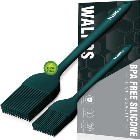 Walfos Silicone Basting Pastry Brush Set, 2 Pcs in Ink Green, Perfect for BBQ Grill Kitchen Cooking