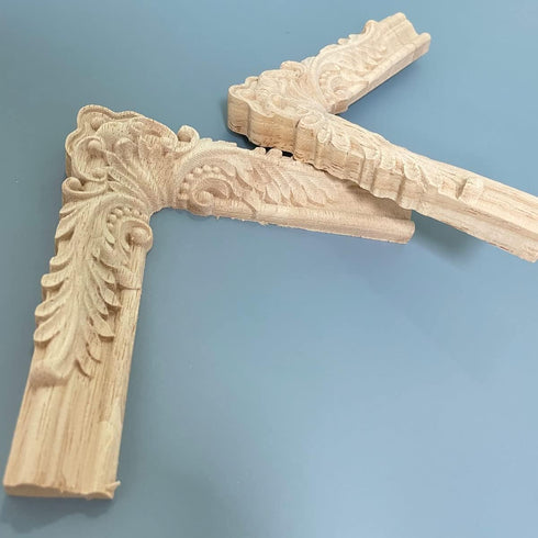 YOKIOU 4PCS 4.7 4.7in (4Corner4.7 4.7in) Decorative Wood Carved Corner Onlay Appliques * for Furniture Door Cabinet *