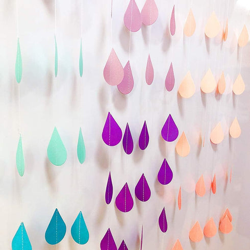 Baby Shower Decorations for Girl - Pink Party Hanging Raindrop Garland, Wedding Supplies, Birthday Banners Decor Set