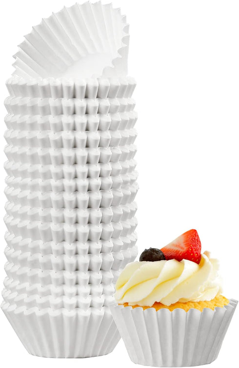 LotFancy 500pcs Mini Cupcake Liners, White Muffin Liners, No Smell, Greaseproof Paper Baking Cups