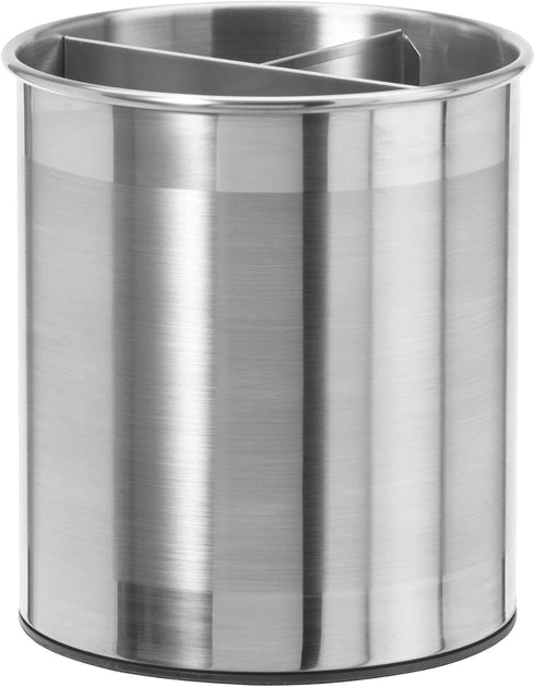 Oggi Jumbo Stainless Steel Rotating Utensil Holder with Removable Divider, Stylish Kitchen Organizer, Height 7.5"